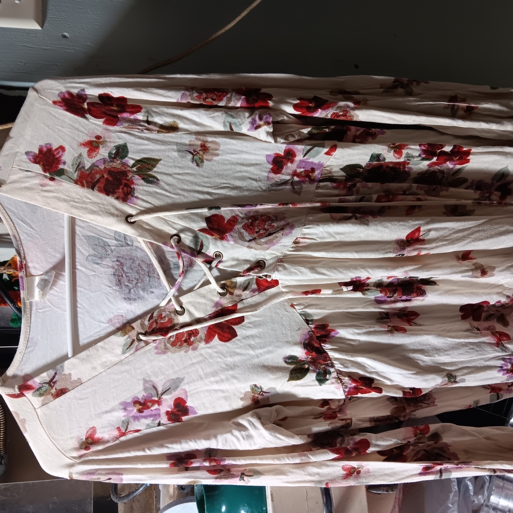 Floral Lace-Up Maxi Dress